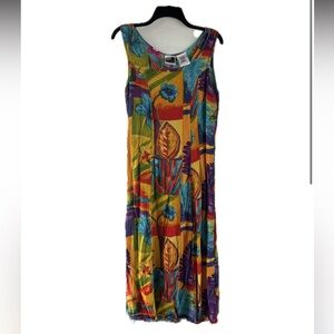 Vintage Phool Rainbow Floral Rayon Sundress | Size M - EUC